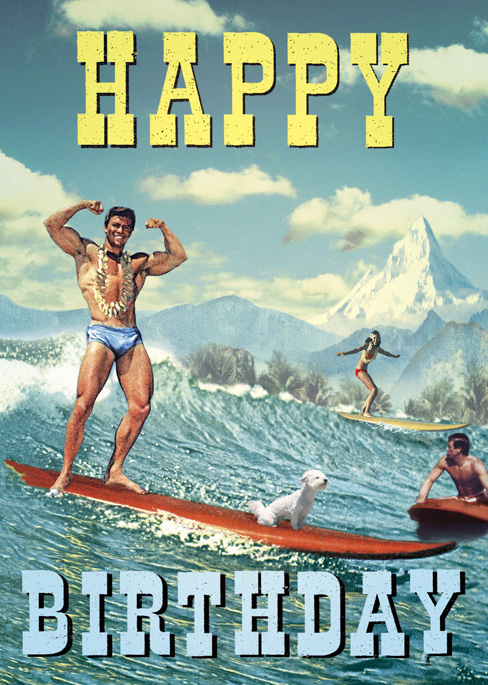 Birthday Surfer Greeting Card by Max Hernn - Click Image to Close